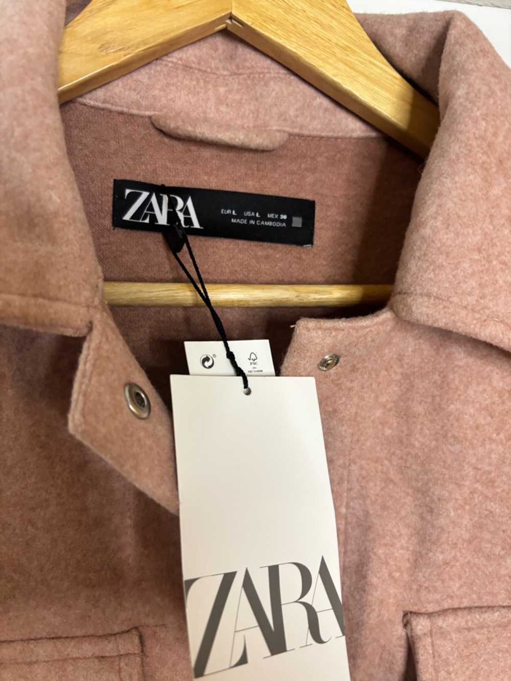 NWT Zara Shacket Jacket in Dusty Pink Oversized Fit - Picture 4 of 6